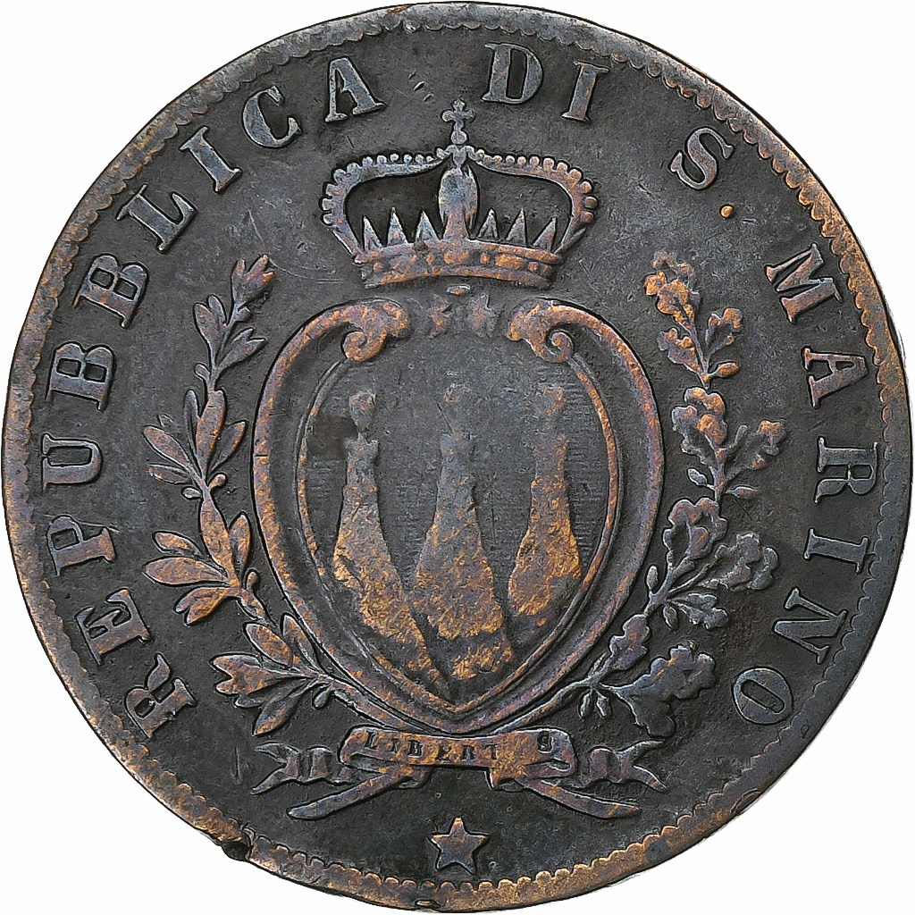San Marino, 5 Centesimi, 1894, Rome, Copper, VF(30-35), KM:1