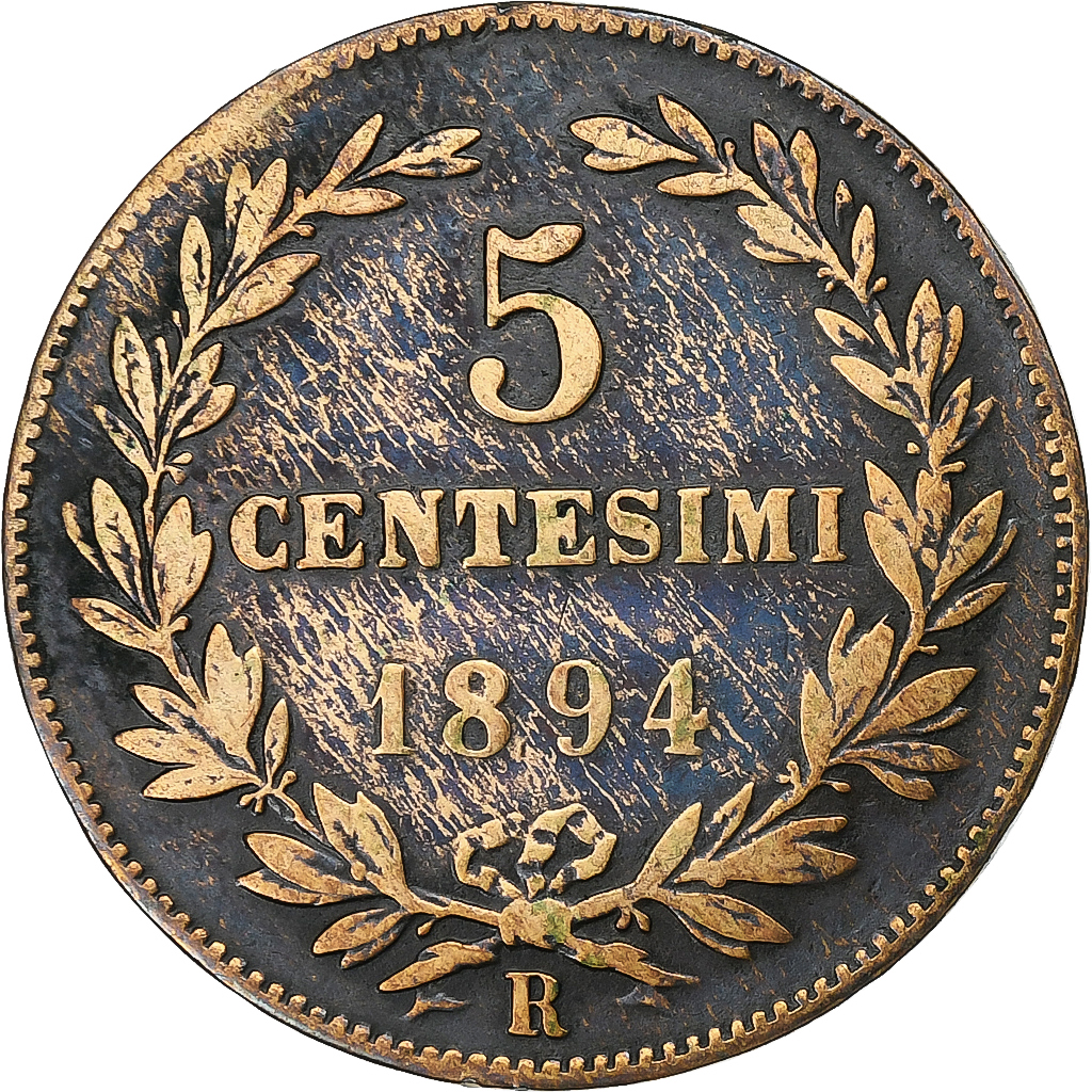 San Marino, 5 Centesimi, 1894, Rome, Copper, VF(30-35), KM:1