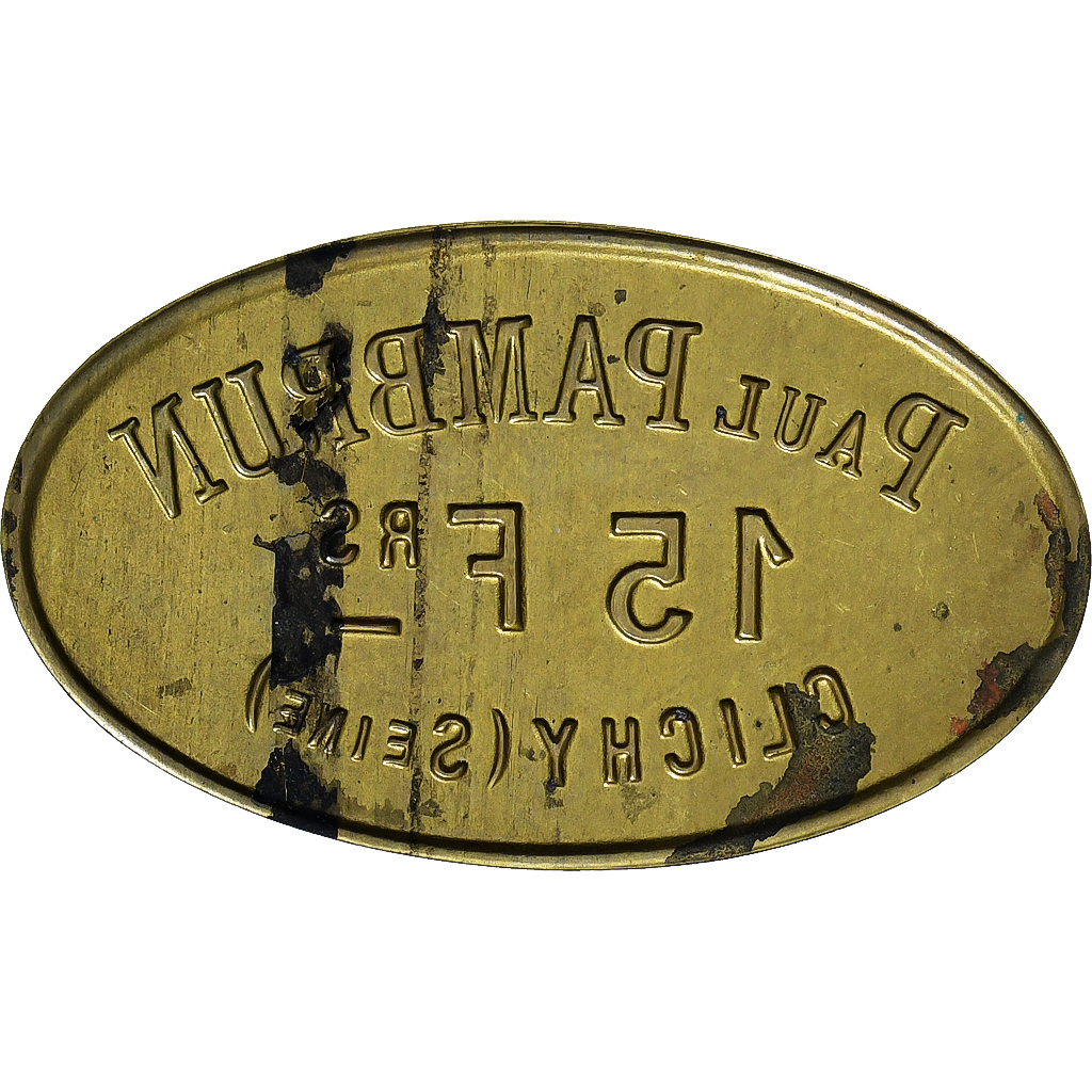 France, Épicerie Paul Pambrun, Clichy, 15 Francs, , Brass