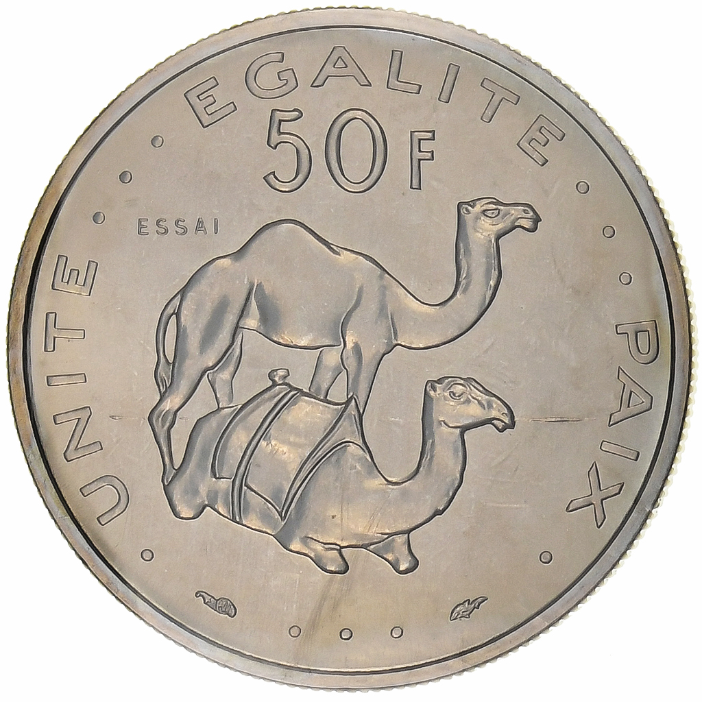 Djibouti, 50 Francs, 1977, Monnaie de Paris, Pattern, Copper-nickel, 