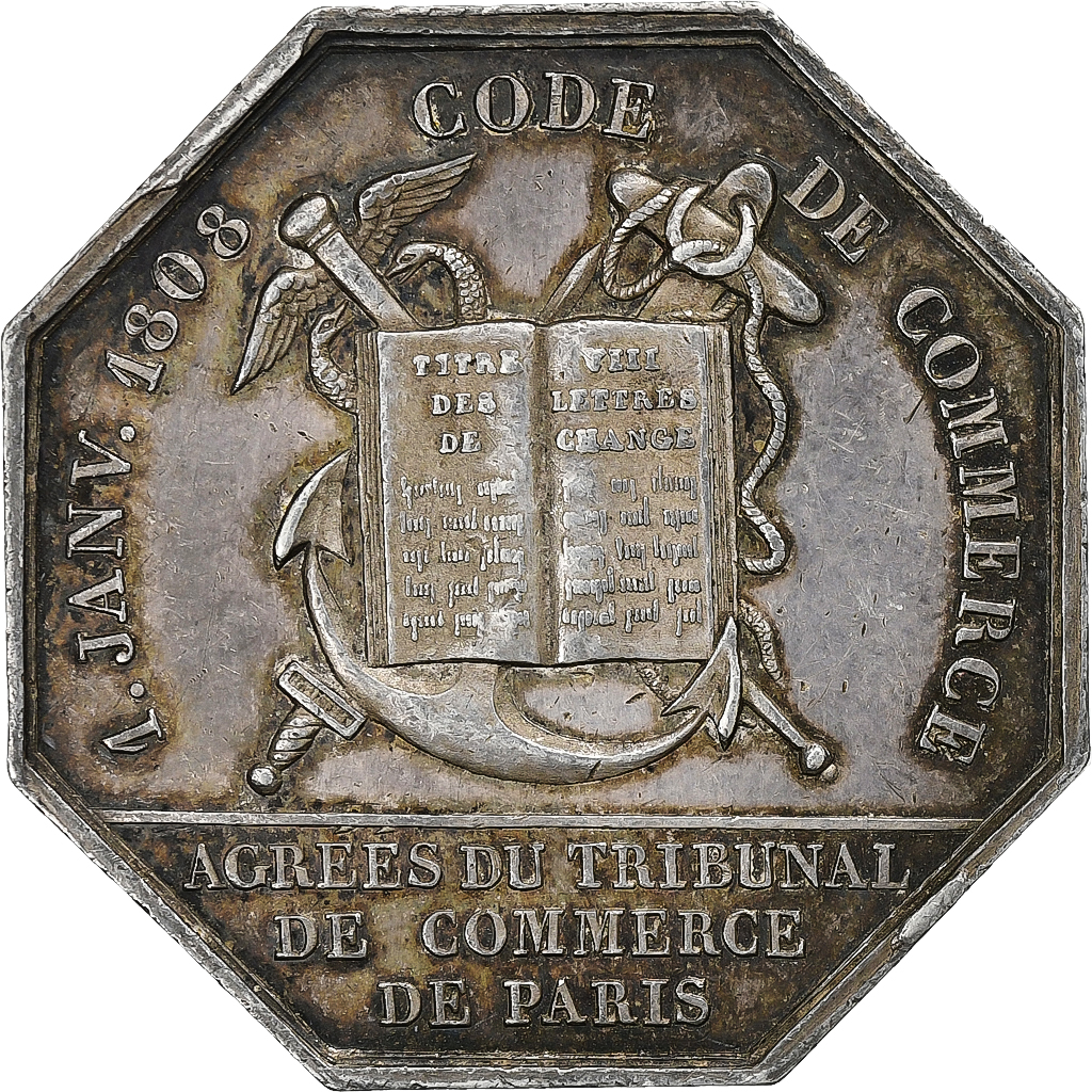 France, Token, Michel de L'Hospital, Code de commerce, 1808, Silver, Borrel