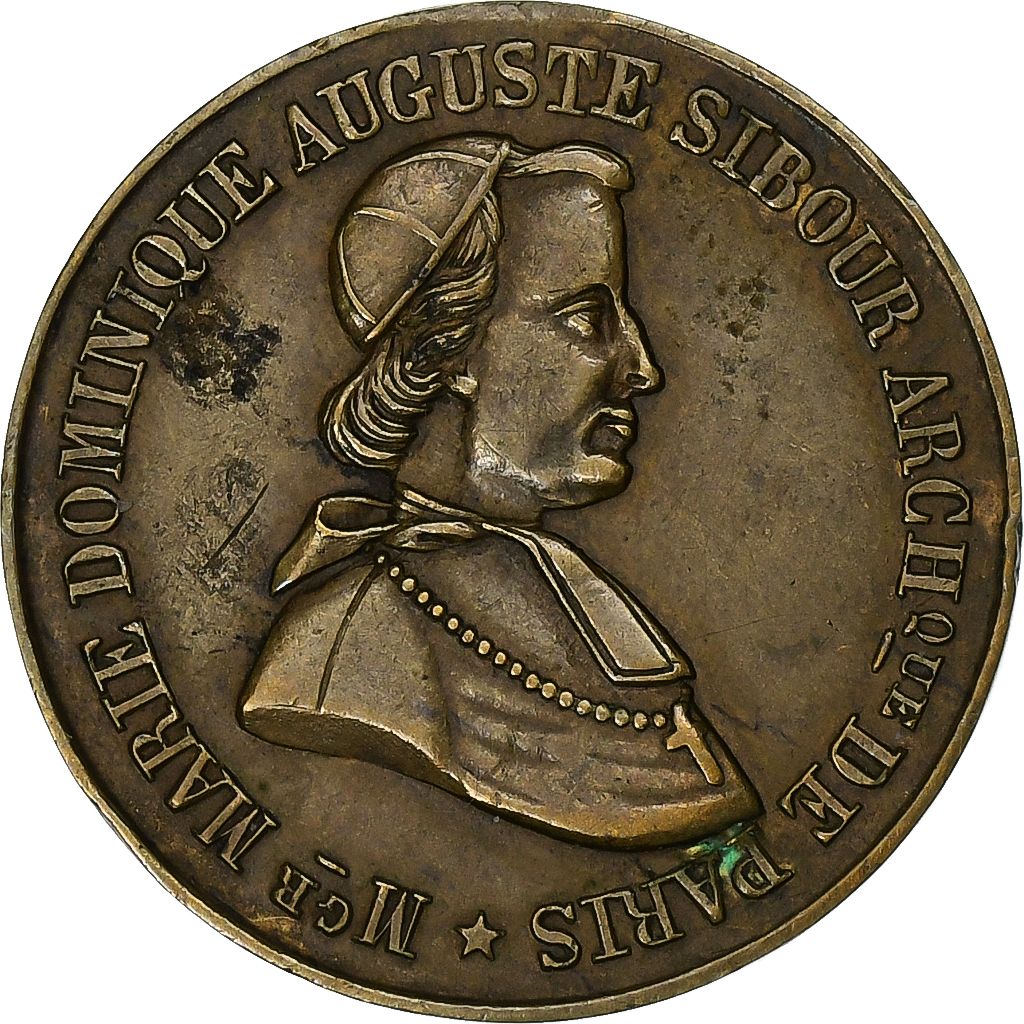 France, Token, Mort de Marie Dominique Auguste Sibour, 1857, Brass, 