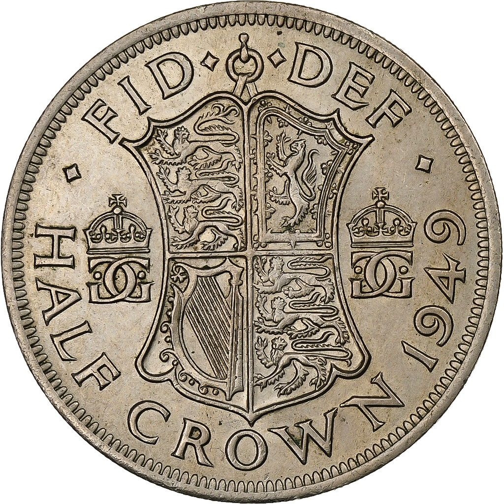 United Kingdom, George VI, 1/2 Crown, 1949, London, Copper-nickel, 