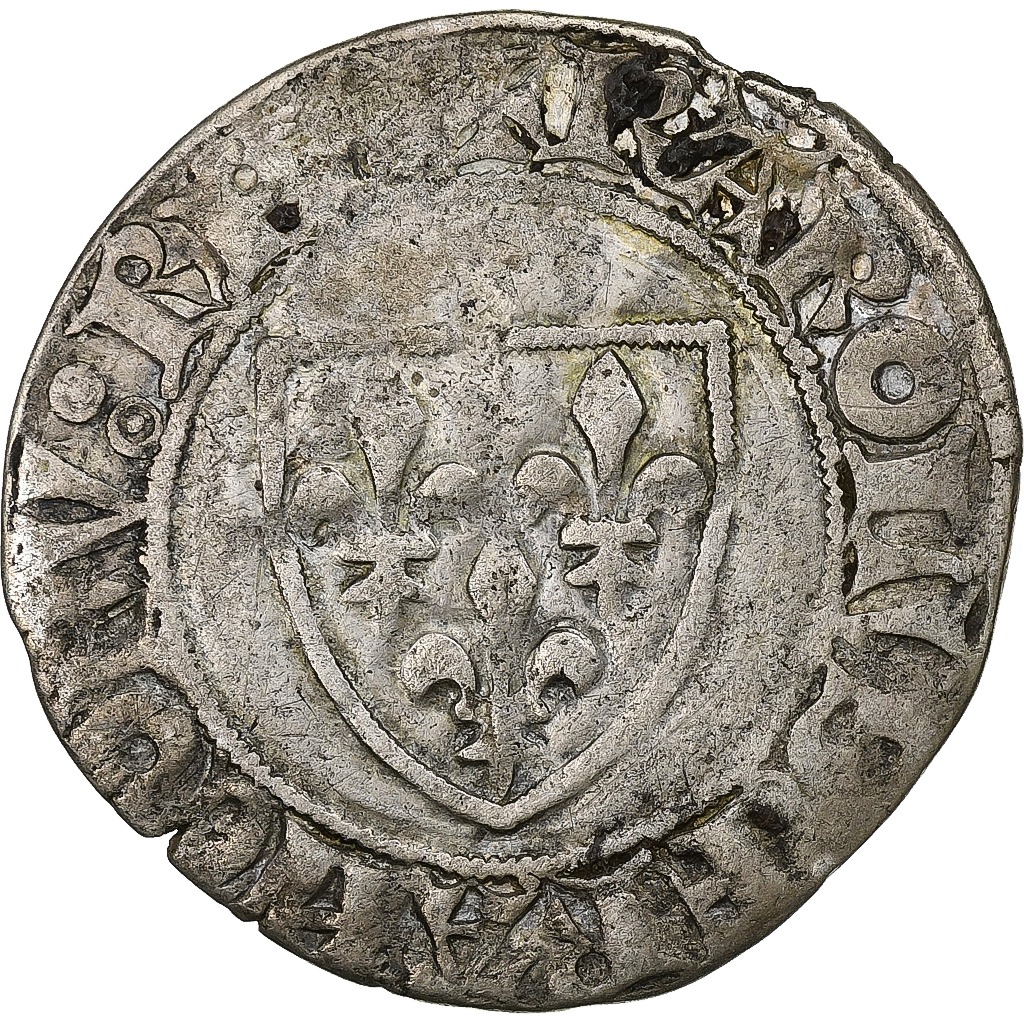 France, Charles VI, Blanc Guénar, 1389, Billon, , Duplessy:377A
