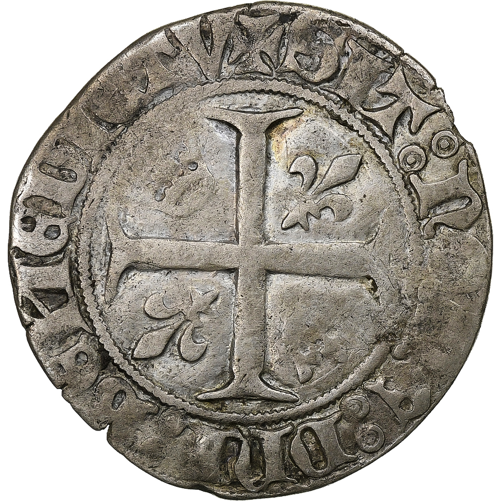 France, Charles VI, Blanc Guénar, 1389, Billon, , Duplessy:377A