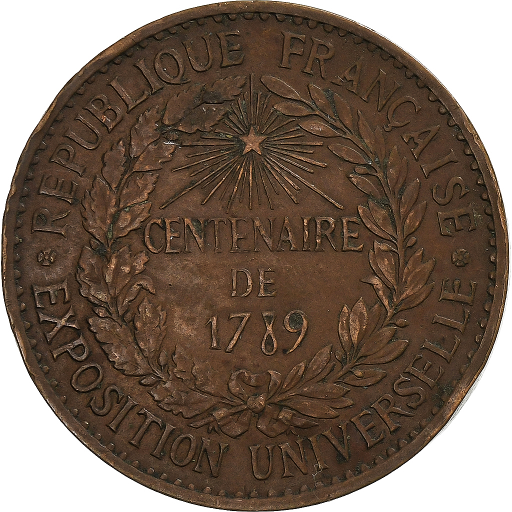France, Medal, Centenaire de 1789 exposition universelle, 1889, Bronze, Barre