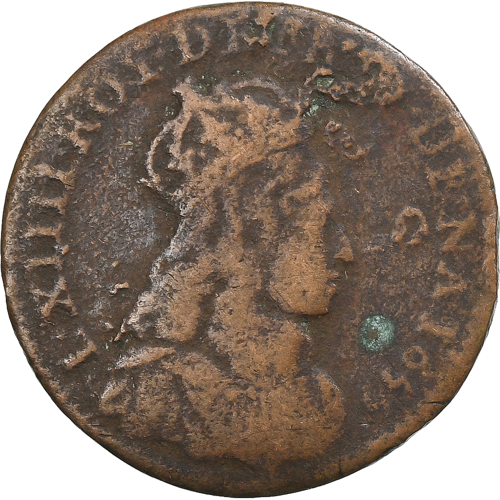 France, Louis XIV, Liard, 1655, Nîmes, Copper, VF, Gadoury:80