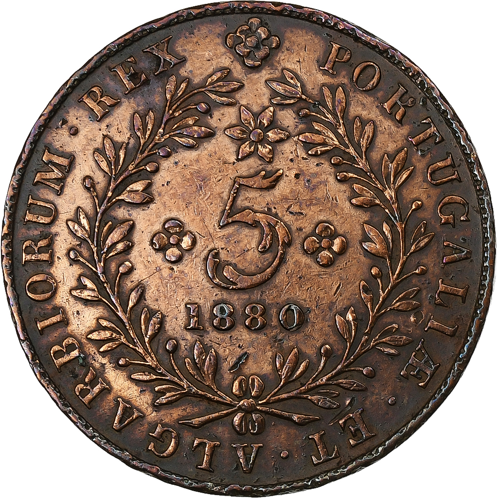 Portugal, Açores, Luiz I, 5 Reis, 1880, Copper, , KM:13