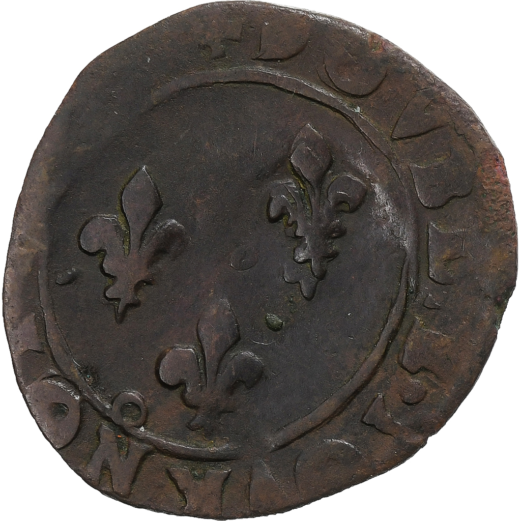 France, Henri III, Double Tournois, Rennes, Copper, , Gadoury:455
