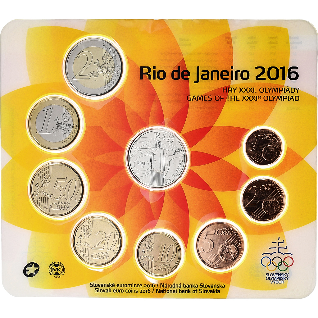 Slowakei, 1 c. to 2€ + token, Summer Olympics Rio de Janeiro, BU, 2016