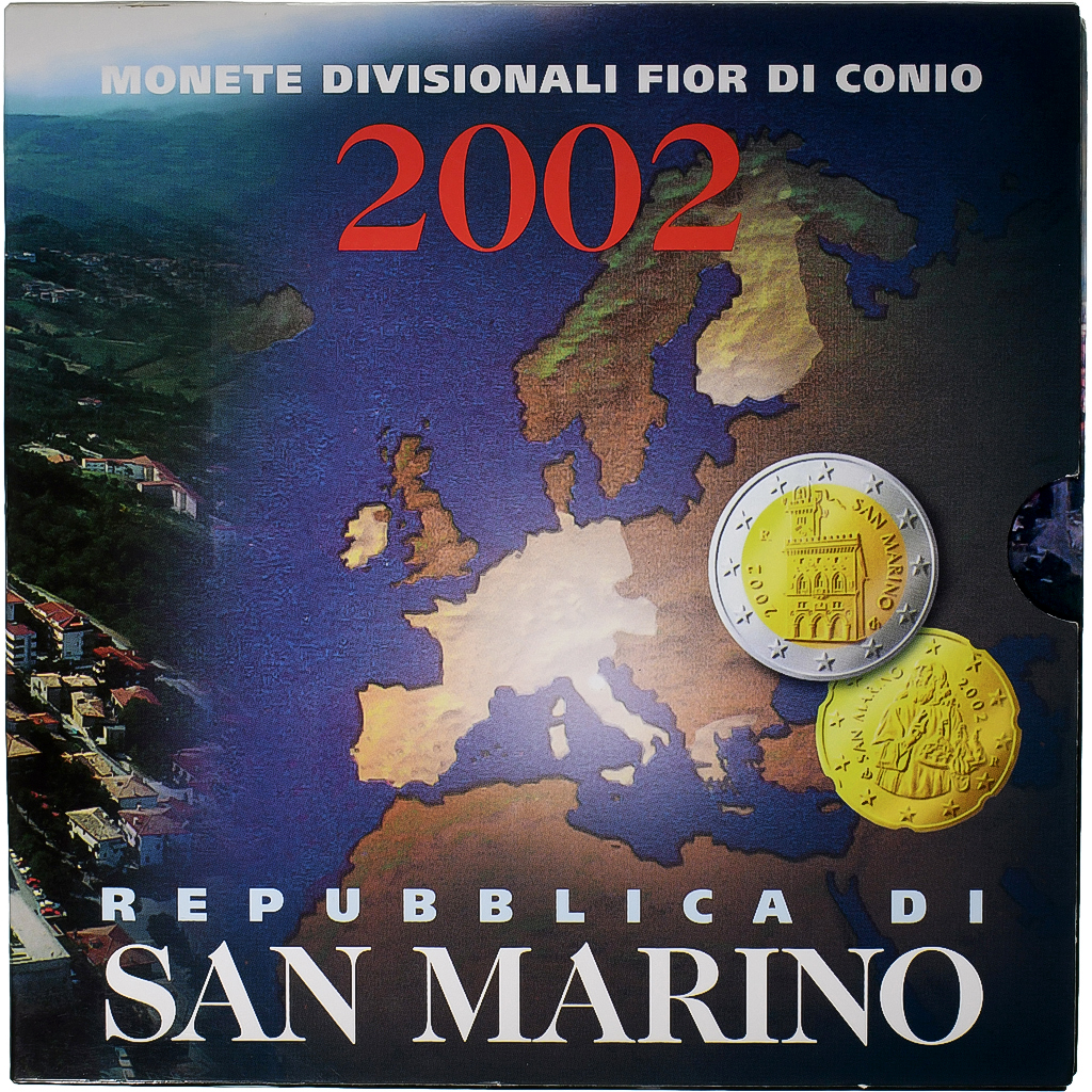 San Marino, 1 Cent to 2 Euro, BU, 2002, Rome, STGL