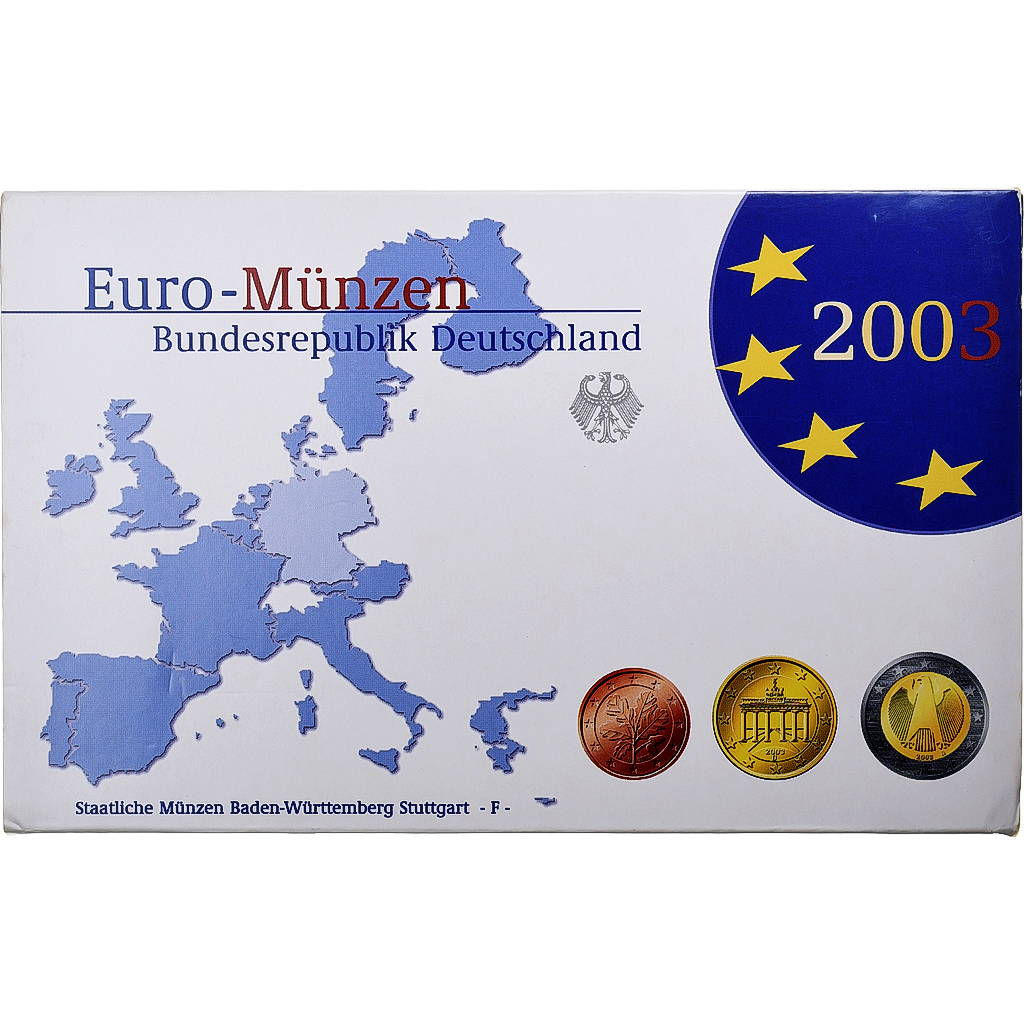 Germany, 1 Cent to 2 Euro, Proof, 2003, Stuttgart, MS