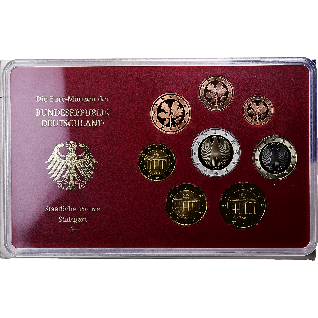 Germany, 1 Cent to 2 Euro, Proof, 2003, Stuttgart, MS