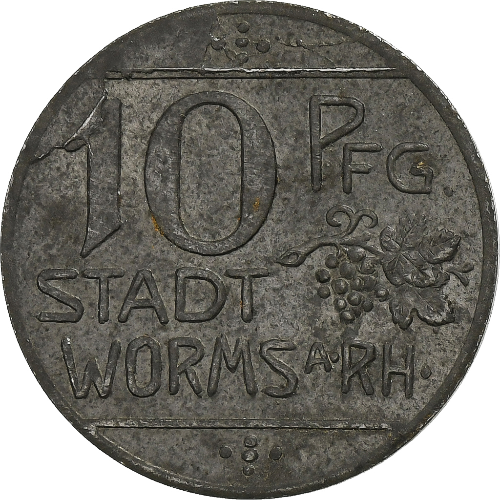 Germany, Stadt Worms, 10 Pfennig, 1918, , Iron