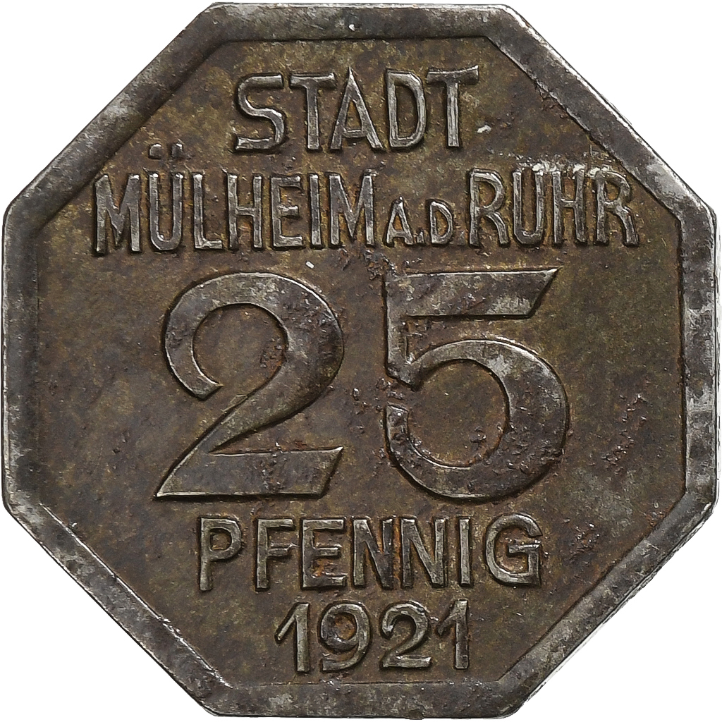 Germany, Stadt Mülheim an der Ruhr, 25 Pfennig, 1921, , Iron