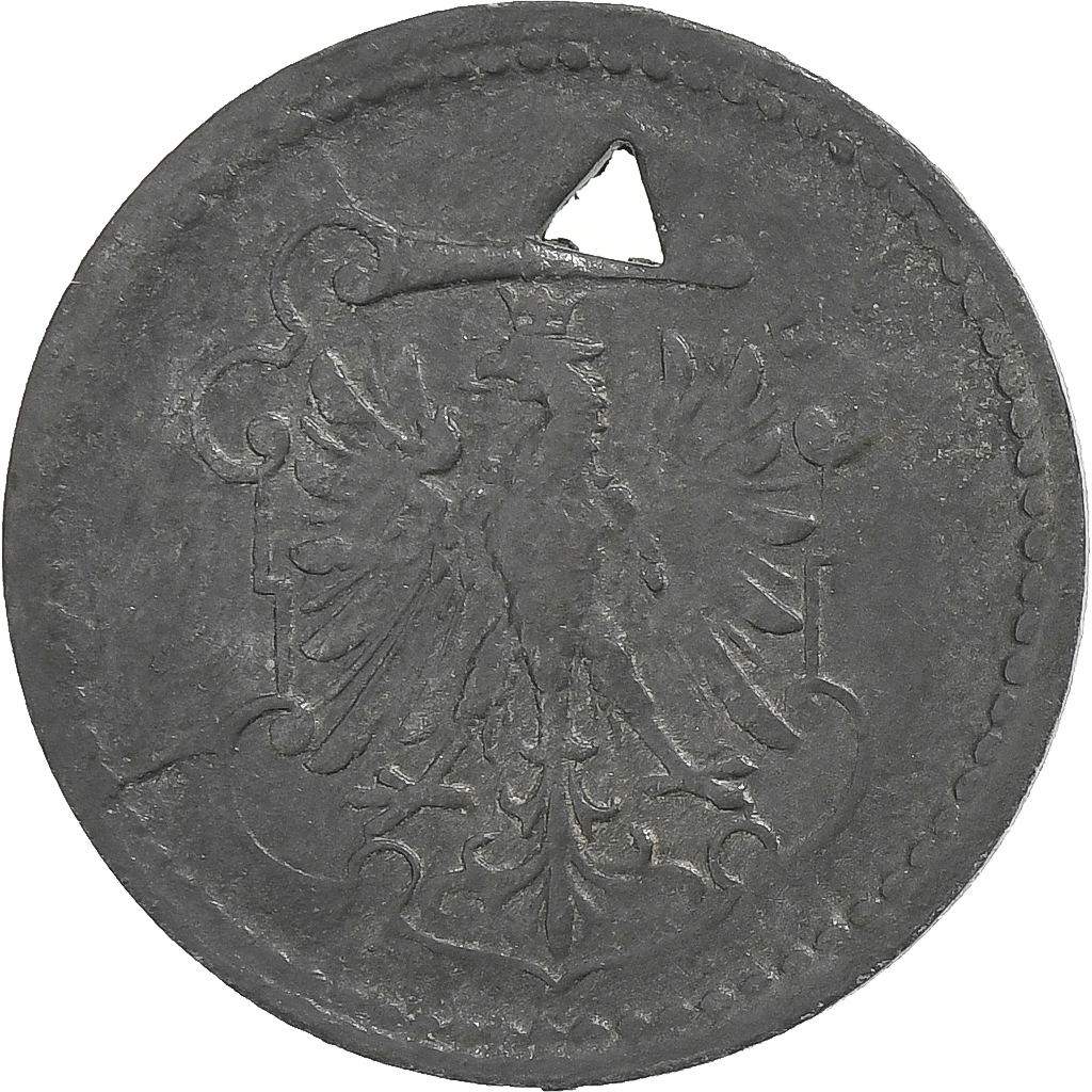 Germany, Stadt Frankfurt am Main, 10 Pfennig, 1917, Holed, , Zinc