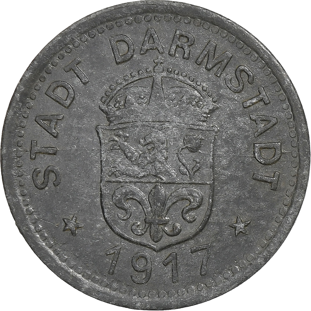 Germany, Stadt Darmstadt, 10 Pfennig, 1917, , Zinc