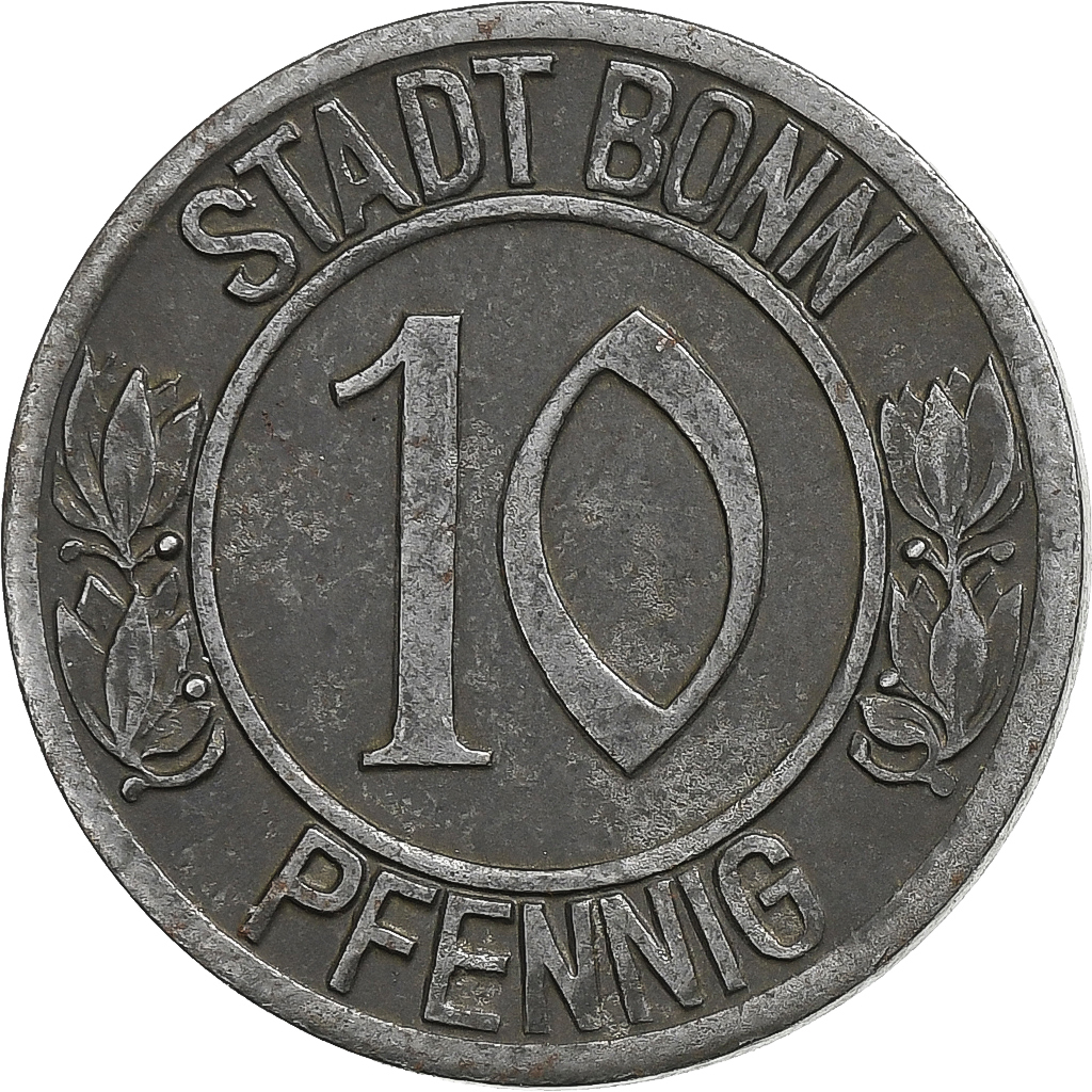 Germany, Stadt Bonn, 10 Pfennig, 1920, Beethoven, , Iron