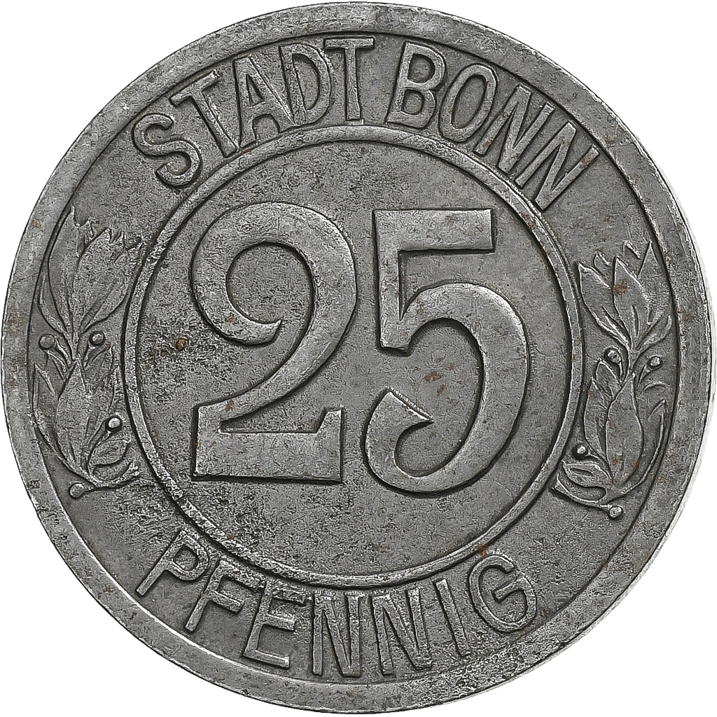 Germany, Stadt Bonn, 25 Pfennig, 1920, Beethoven, , Iron