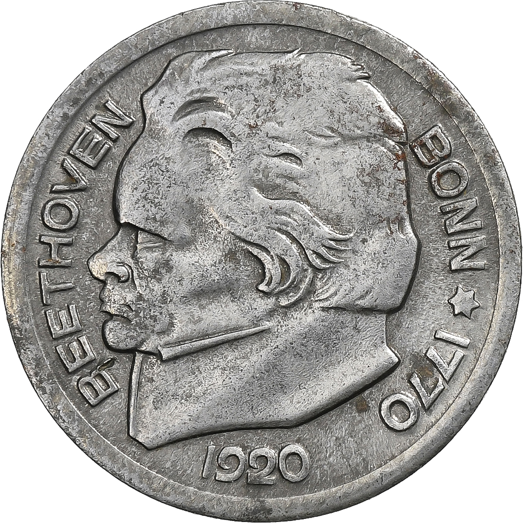 Germany, Stadt Bonn, 25 Pfennig, 1920, Beethoven, , Iron