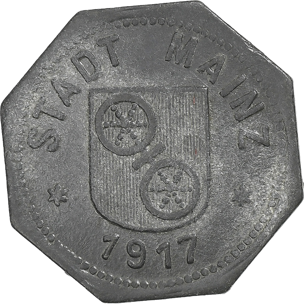Germany, Stadt Mainz, 10 Pfennig, 1917, , Zinc