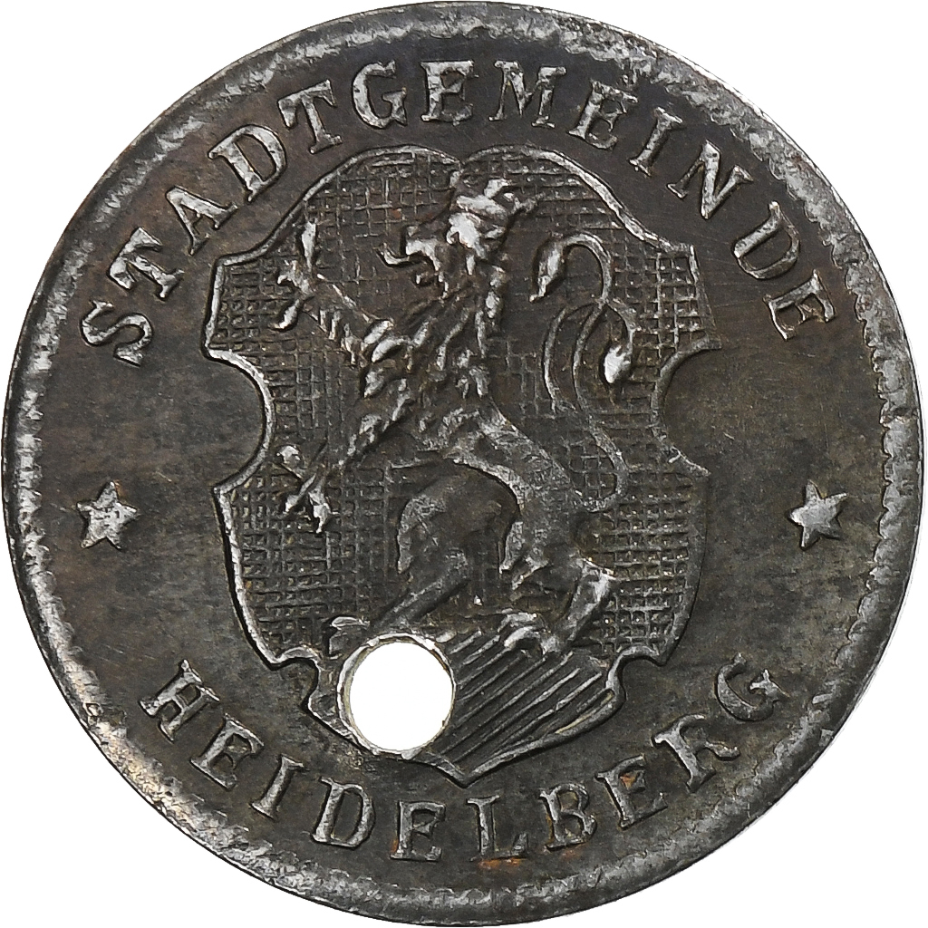 Germany, Stadt Heidelberg, 10 Pfennig, Undated (1919-1920), Holed, 