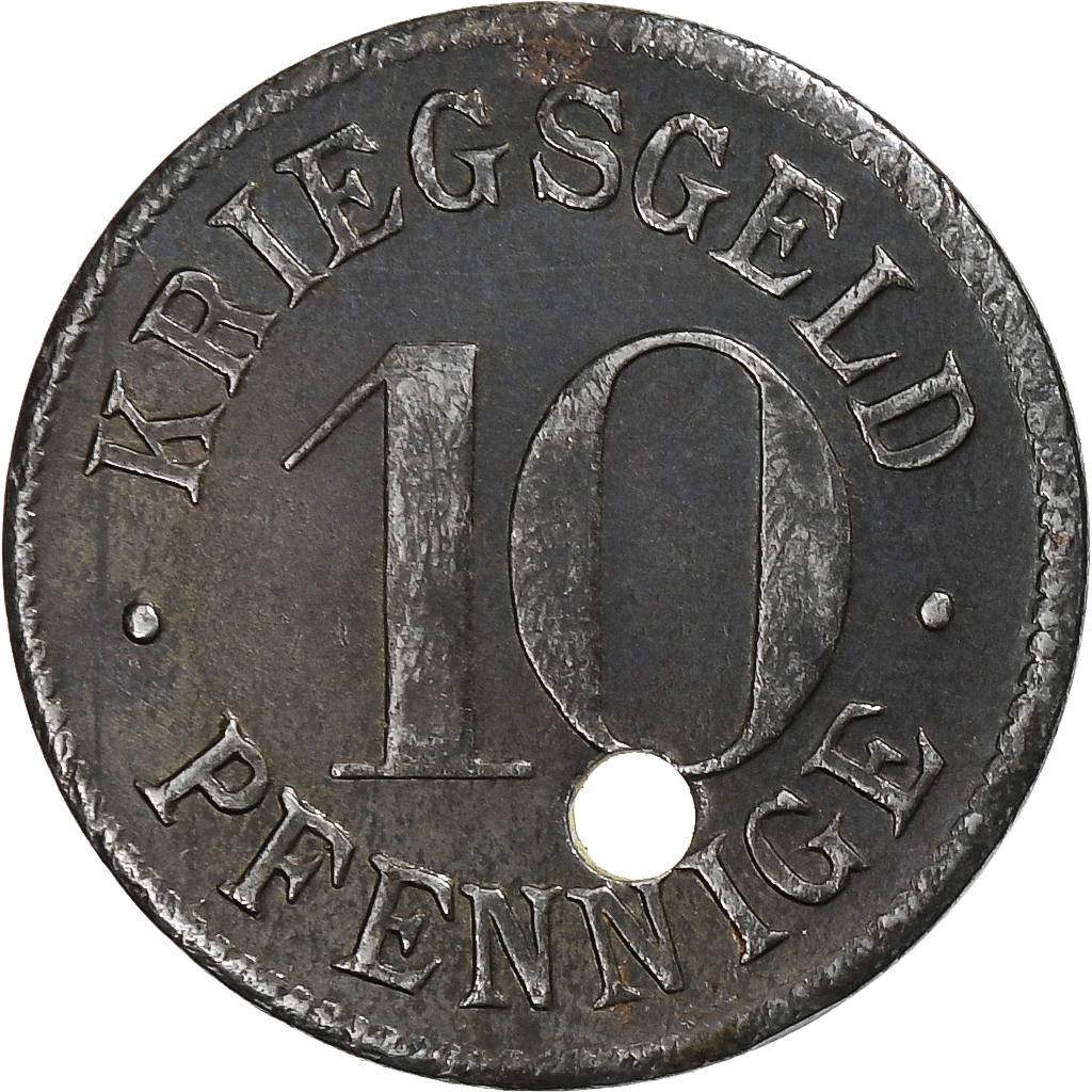 Germany, Stadt Heidelberg, 10 Pfennig, Undated (1919-1920), Holed, 