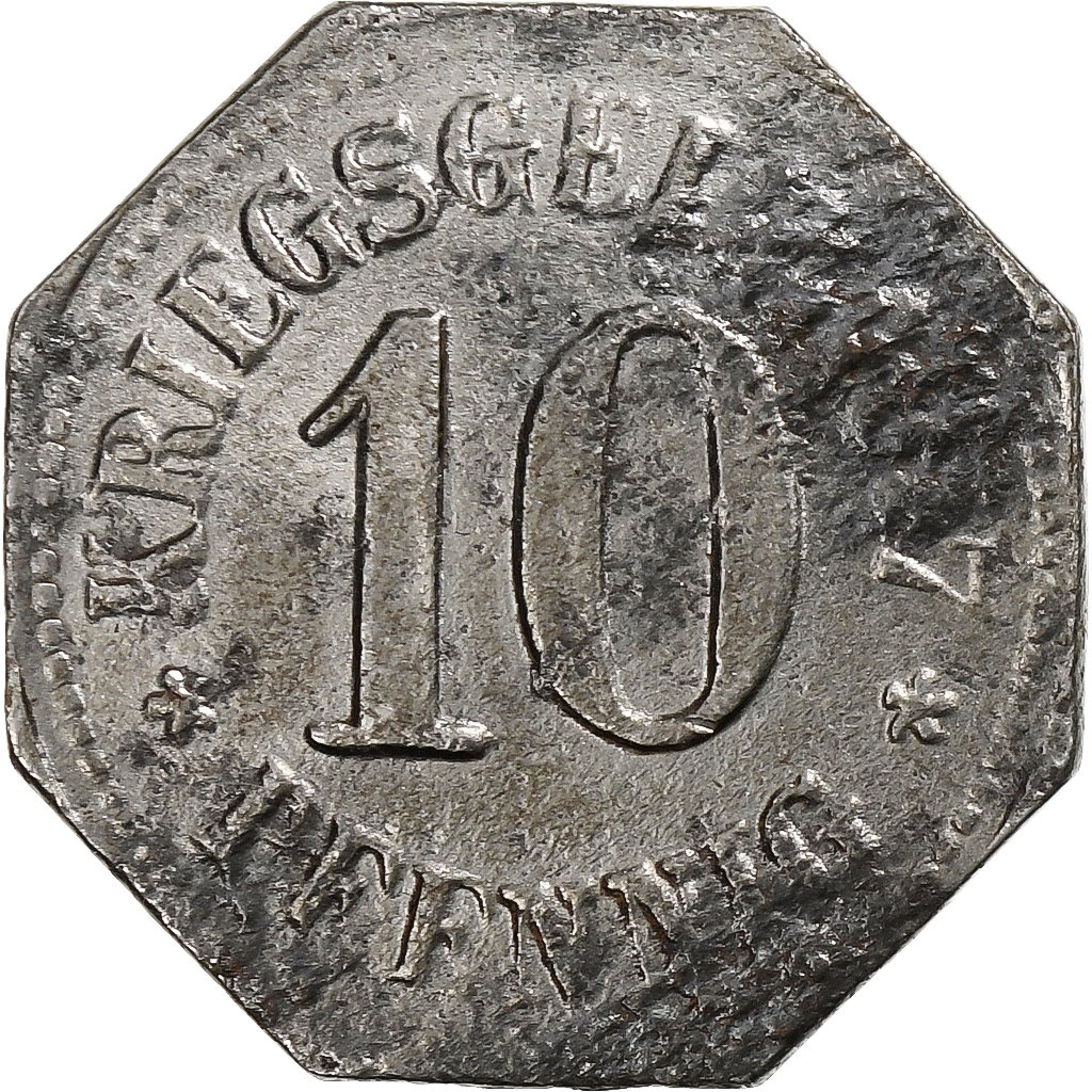 Germany, Stadt Wiesbaden, 10 Pfennig, 1917, , Iron