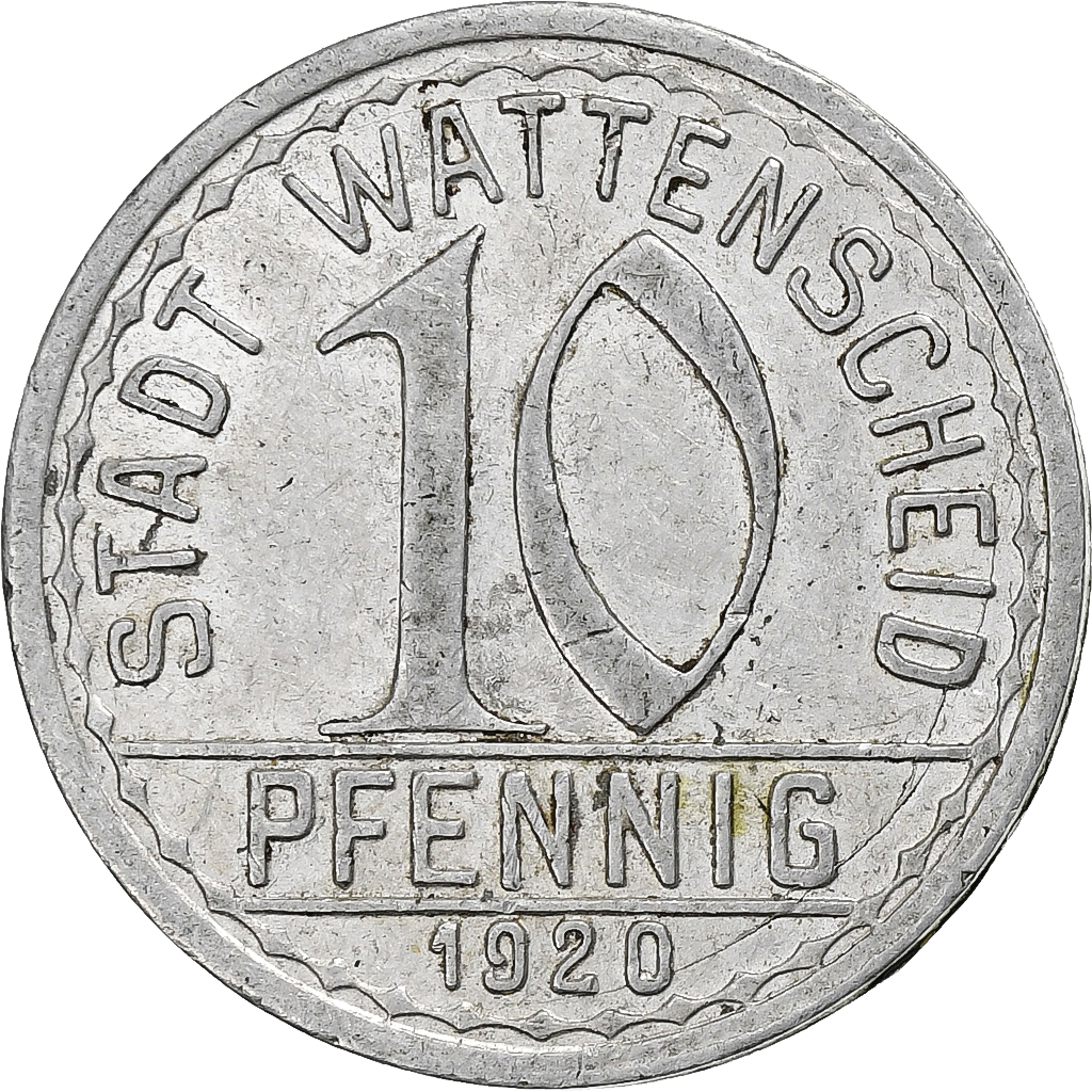 Germany, Stadt Wattenscheid, 10 Pfennig, 1920, , Aluminum