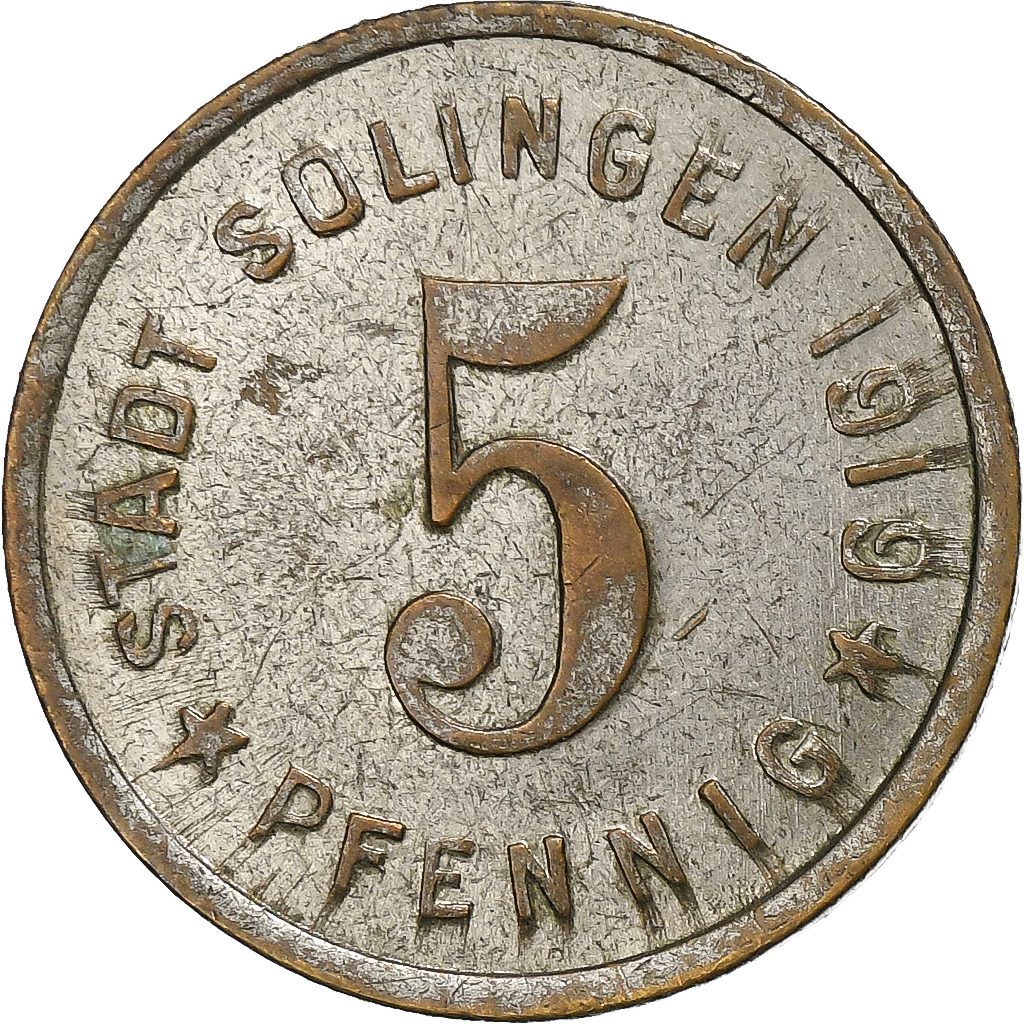 Germany, Stadt Solingen, 5 Pfennig, 1919, , Zinc