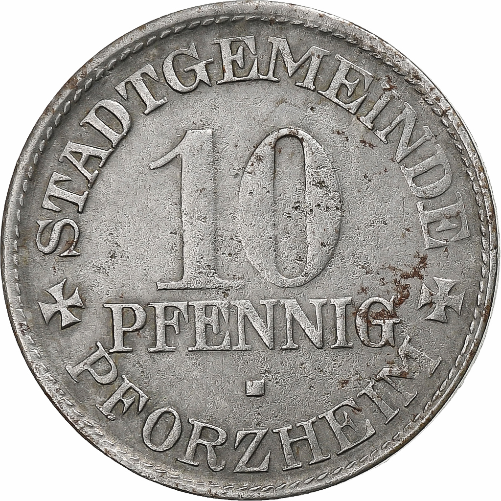 Germany, Stadt Pforzheim, 10 Pfennig, 1918, , Iron