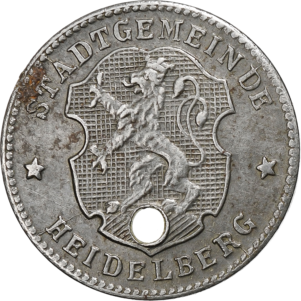 Germany, Stadt Heidelberg, 10 Pfennig, Undated (1918-1919), Holed, 