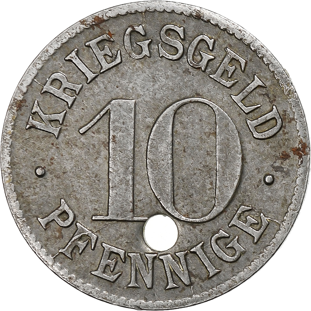 Germany, Stadt Heidelberg, 10 Pfennig, Undated (1918-1919), Holed, 