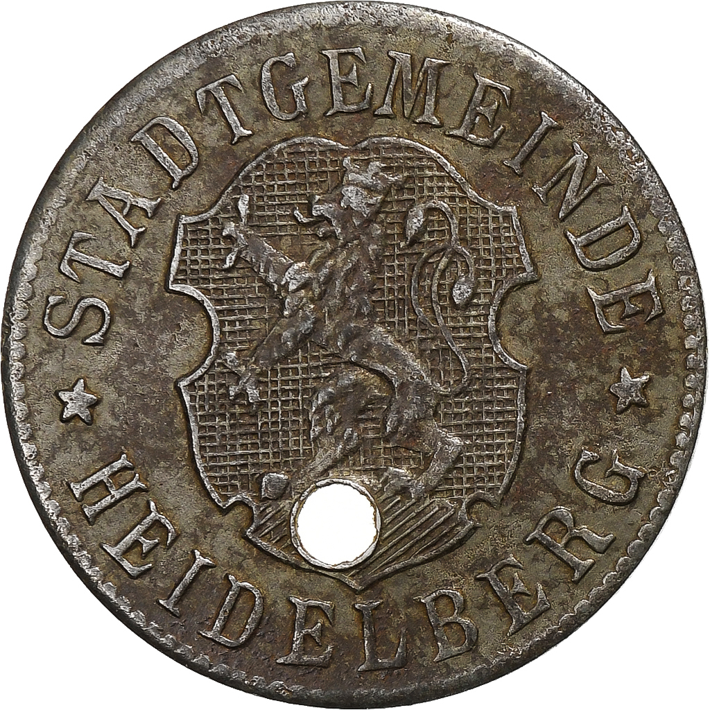 Germany, Stadt Heidelberg, 50 Pfennig, Undated (1918-1919), Holed, 