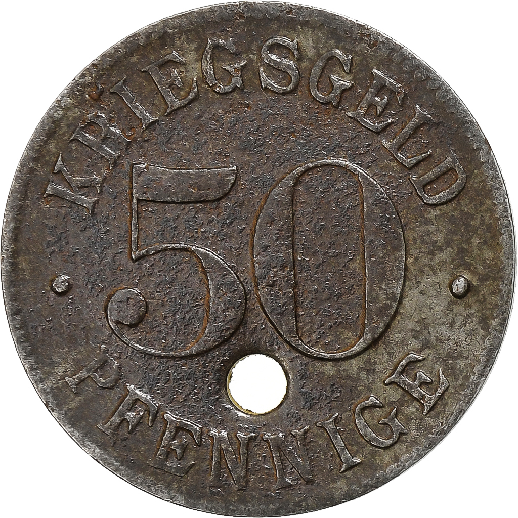 Germany, Stadt Heidelberg, 50 Pfennig, Undated (1918-1919), Holed, 