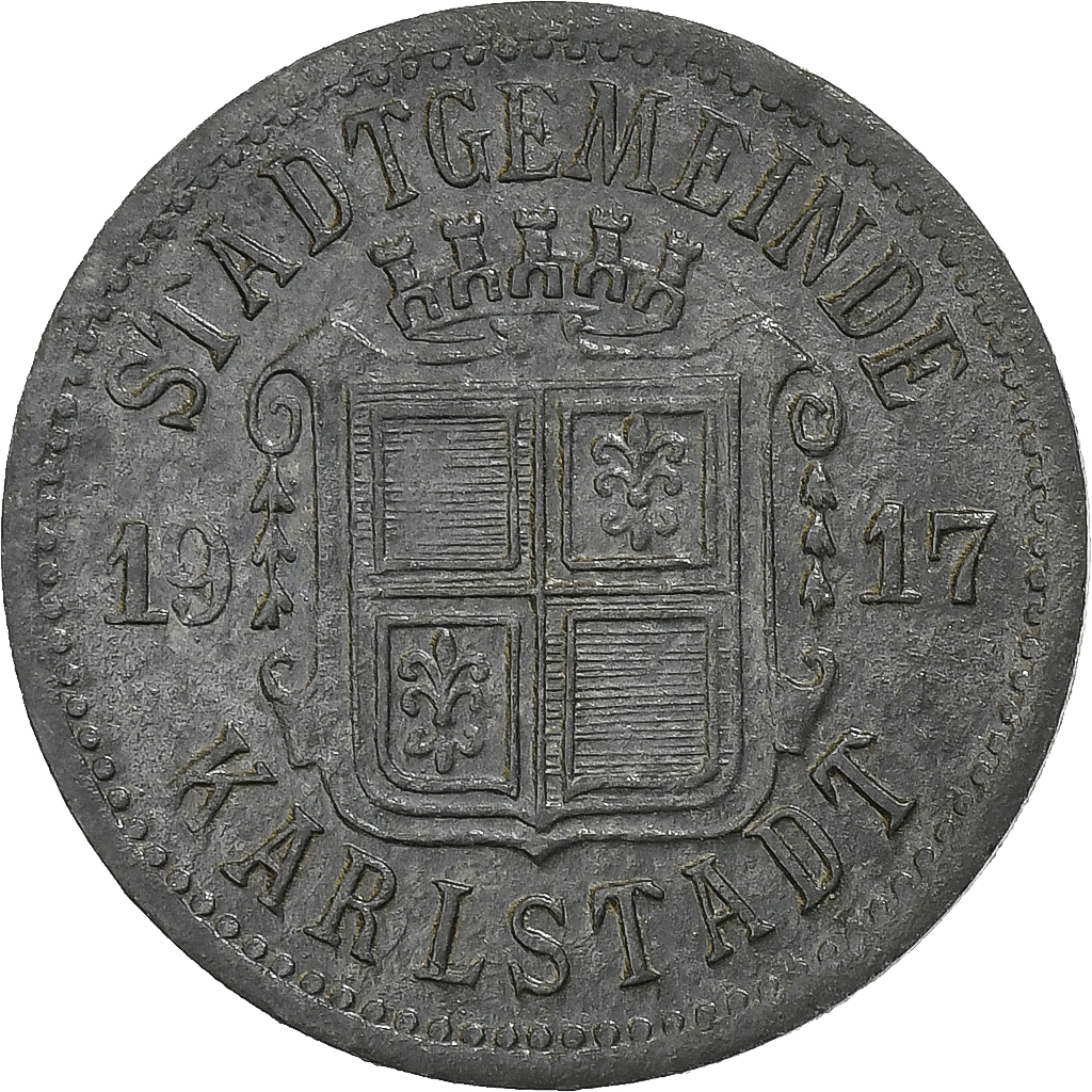 Germany, Stadt Karlstadt, 10 Pfennig, 1917, , Zinc