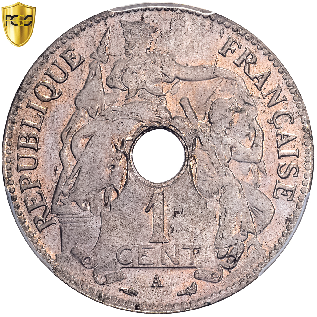 French Indochina, Cent, 1897, Paris, Pre-series, Maillechort, PCGS, SP65
