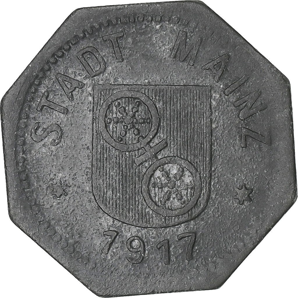 Germany, Stadt Mainz, 10 Pfennig, 1917, , Zinc