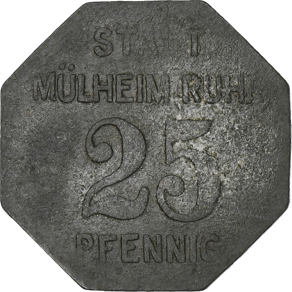 Germany, Stadt Mülheim an der Ruhr, 25 Pfennig, 1917, , Zinc