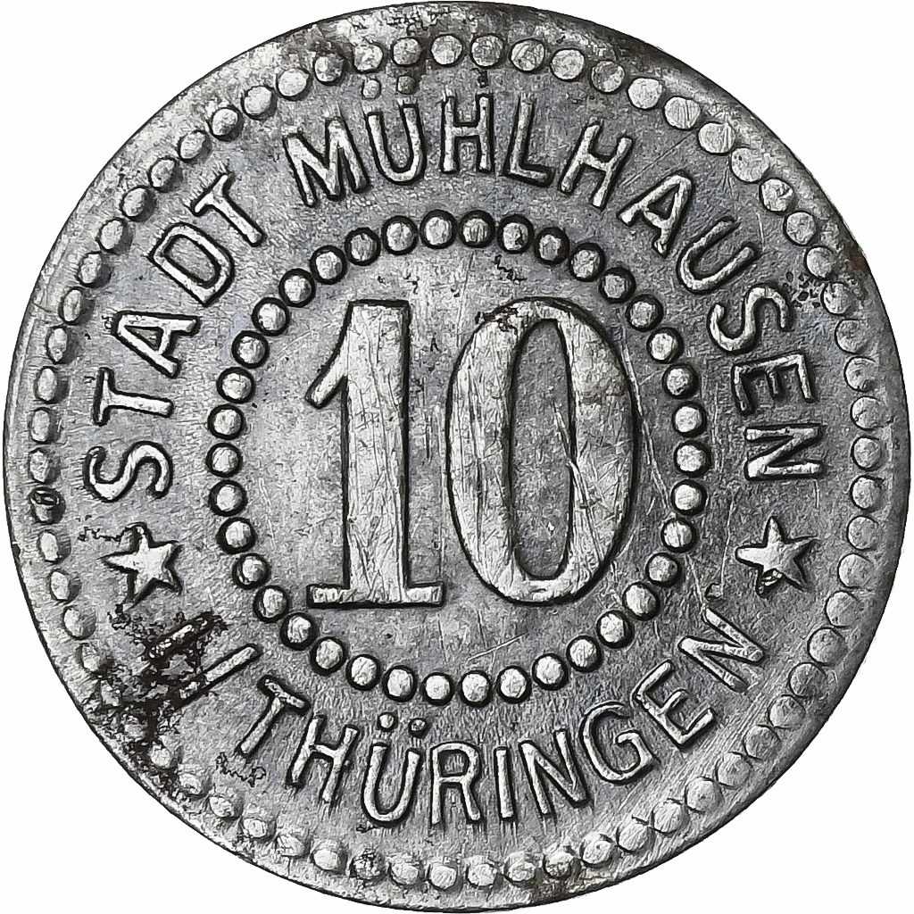 Germany, Stadt Mühlhausen in Thüringen, 10 Pfennig, 1917, , Iron