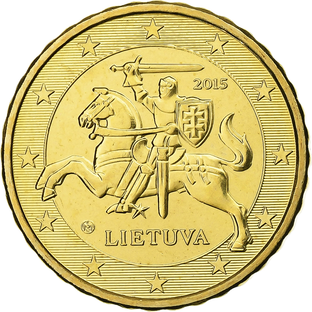 Lithuania, 10 Euro Cent, BU, 2015, Vilnius, Nordic gold, STGL