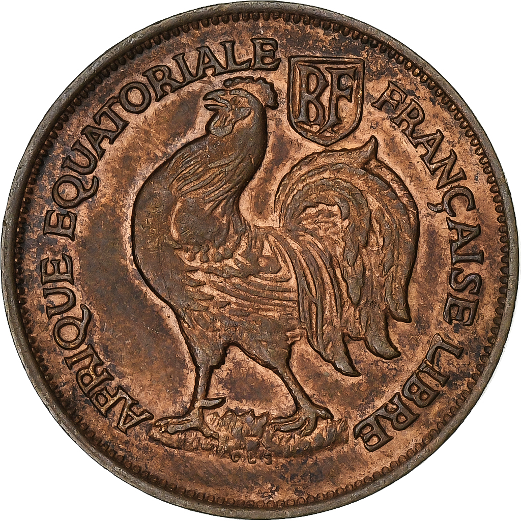 French Equatorial Africa, Franc, 1943, Pretoria, Bronze, , KM:2a