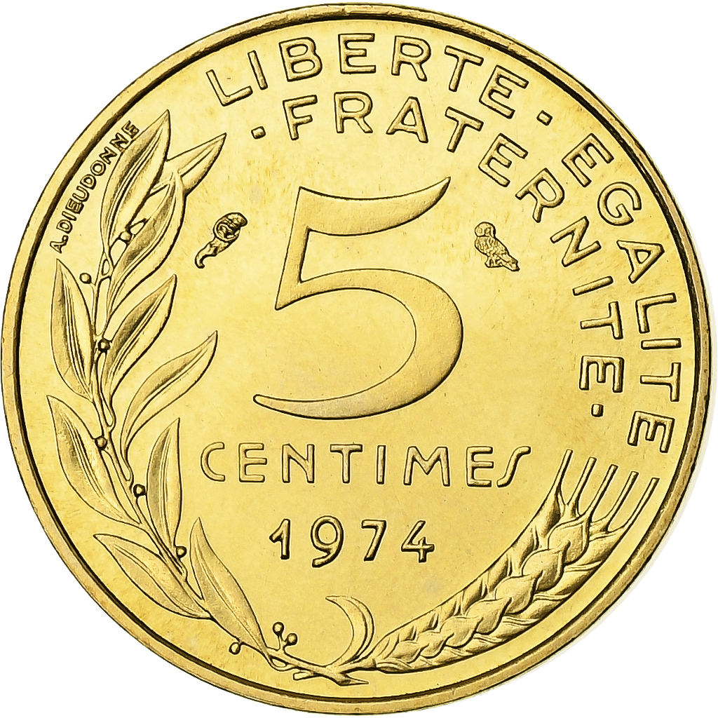 France, 5 Centimes, Marianne, 1974, Monnaie de Paris, série FDC