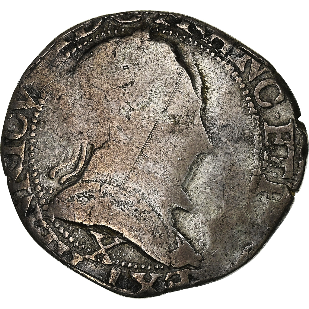 France, Henri III, Franc au Col Plat, 1584, Amiens, Silver, 
