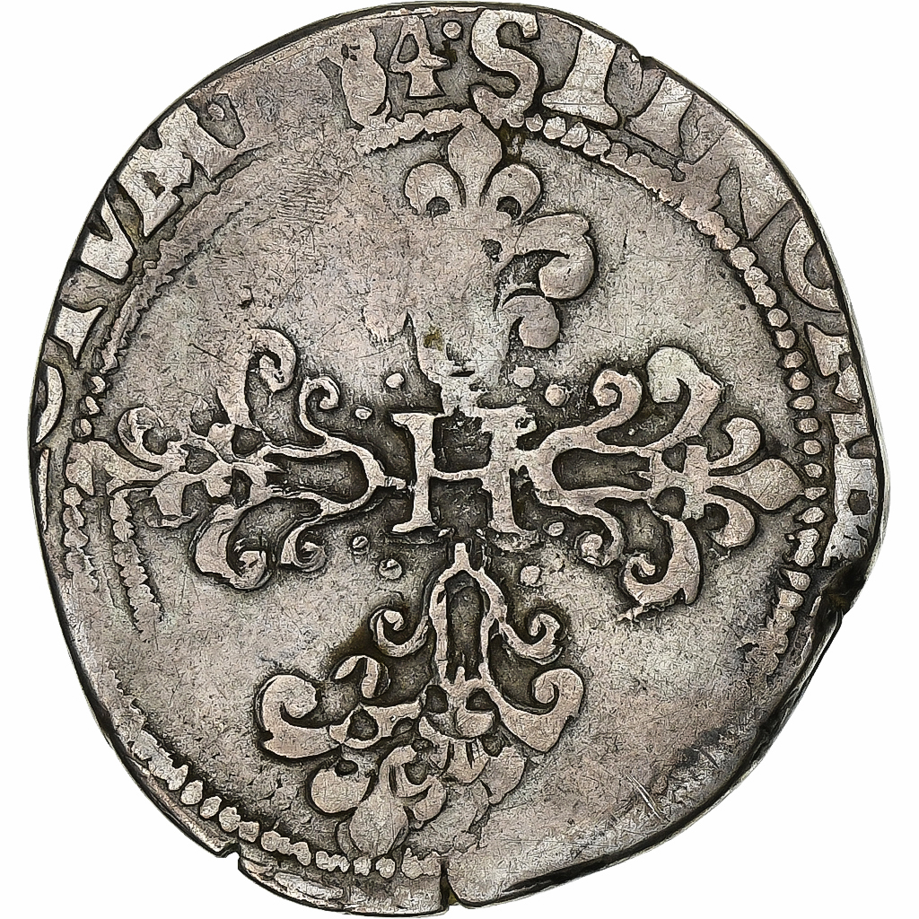 France, Henri III, Franc au Col Plat, 1584, Amiens, Silver, 
