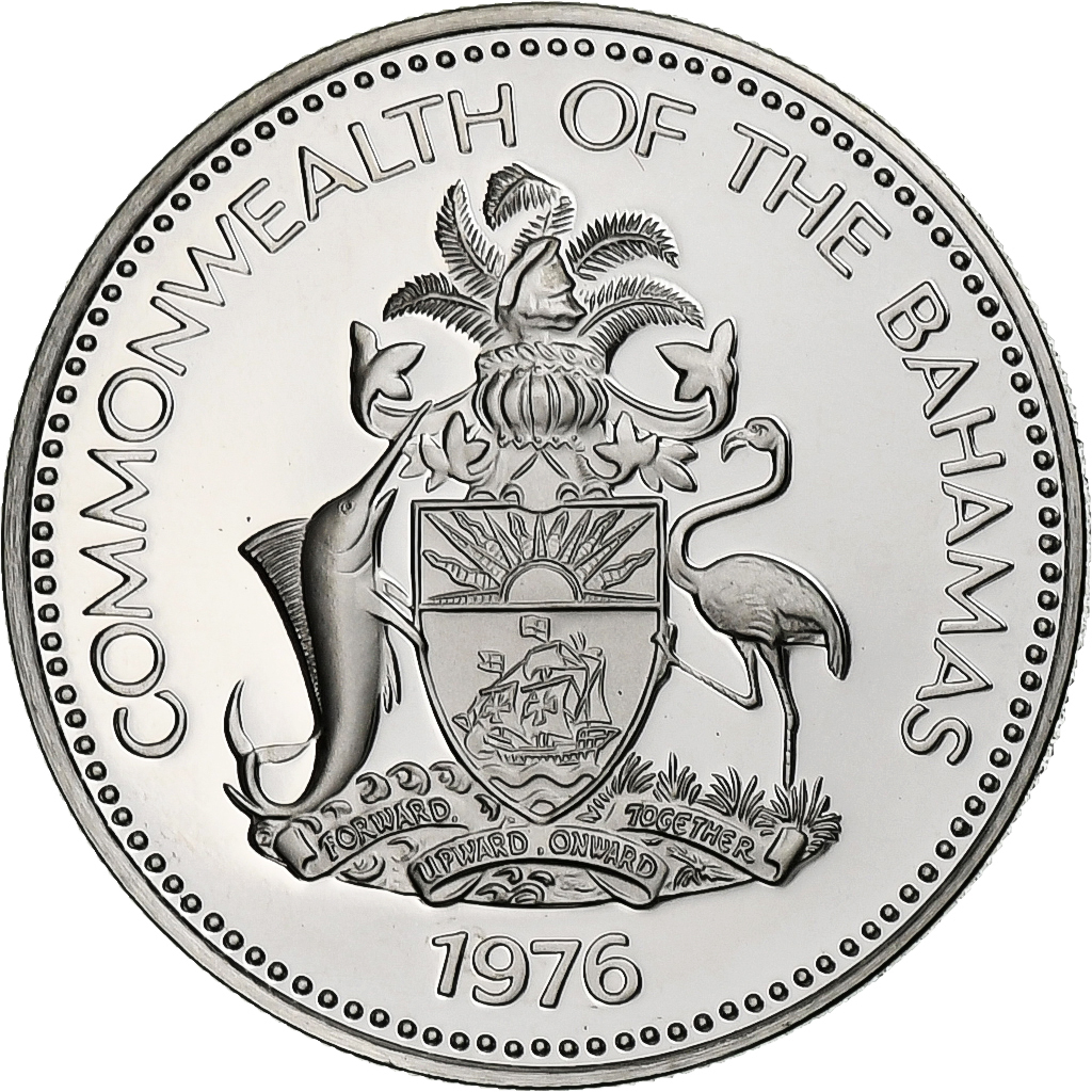 Bahamas, 25 Cents, 1976, Franklin Mint, Proof, Nickel, , KM:63.1