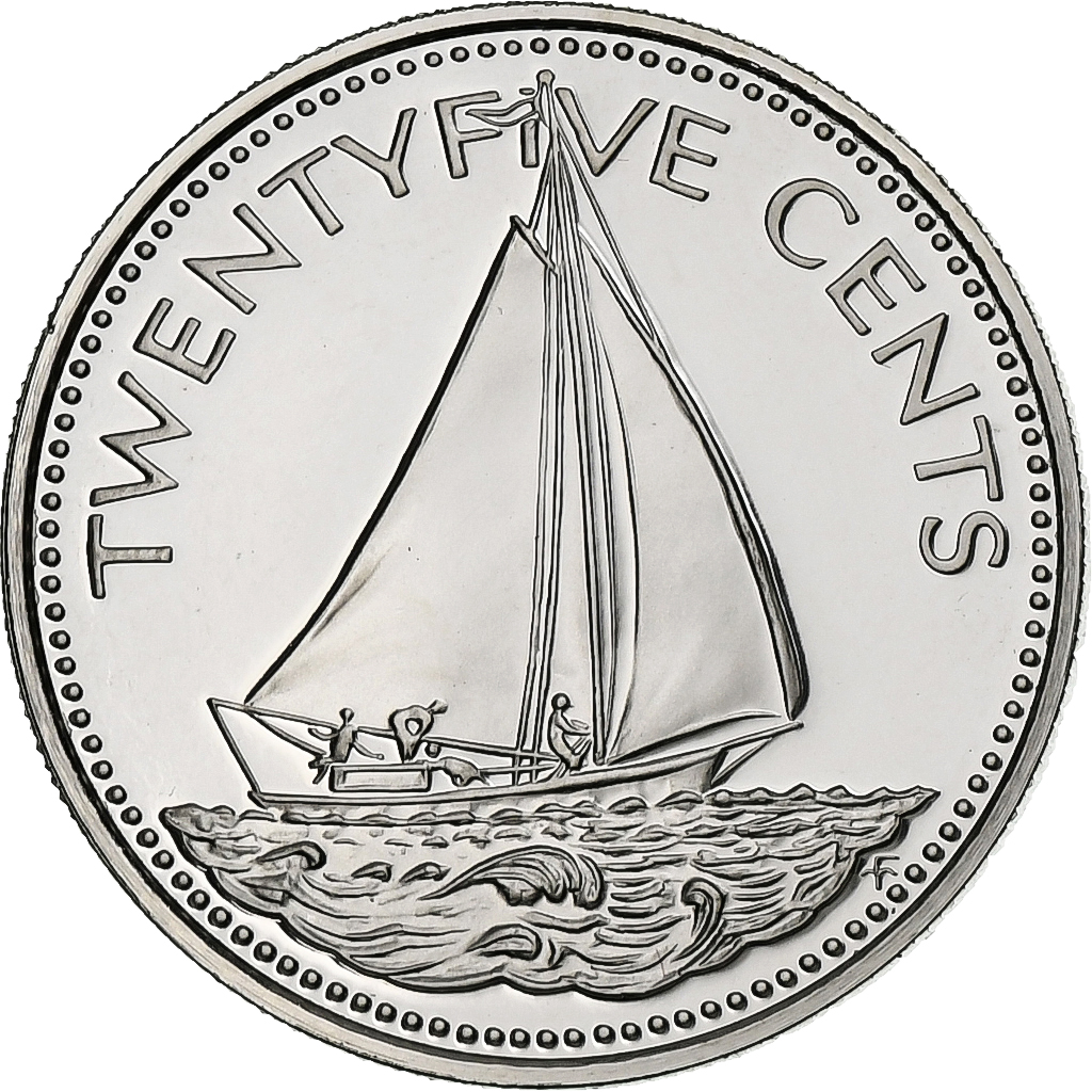 Bahamas, 25 Cents, 1976, Franklin Mint, Proof, Nickel, , KM:63.1