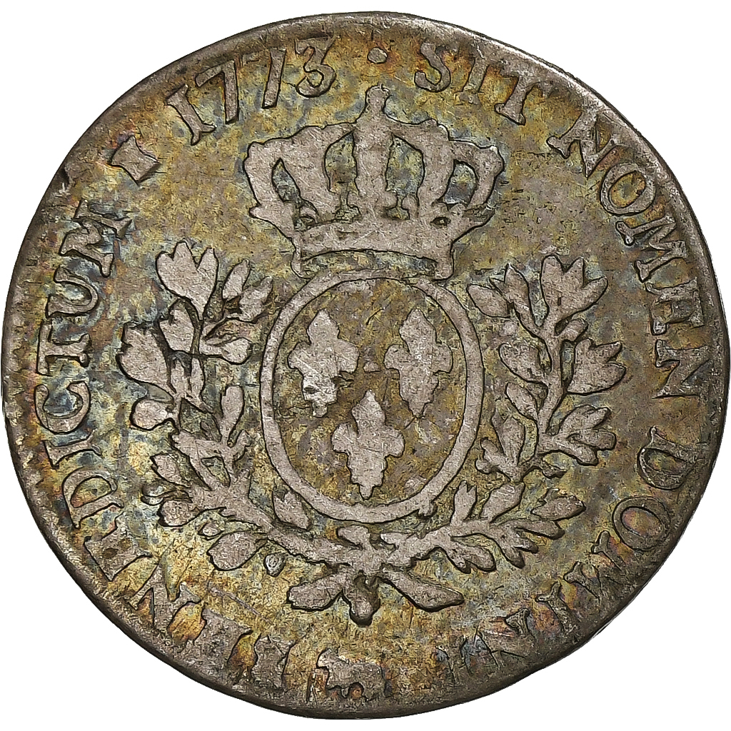 France, Louis XV, 1/5 Écu de Béarn à la vieille tête, 1773, Pau, Silver