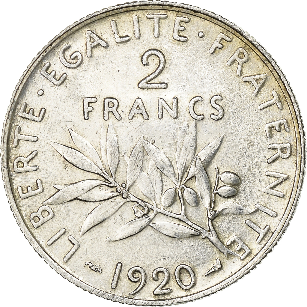 France, 2 Francs, Semeuse, 1920, Silver, , Gadoury:532, KM:845.1