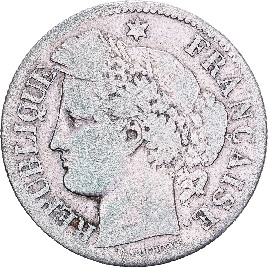 France, 2 Francs, Cérès, 1871, Paris, Small A, Silver, , Gadoury:530